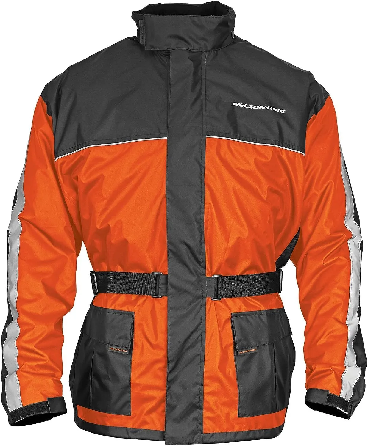 Nelson Rigg Solo Storm Rain Jacket, Waterproof, Breathable, and Packable (Orange/Black, 3X-Large)