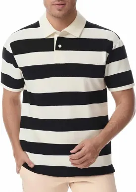 Polo Shirts for Men, Summer Sports Striped Short Sleeve Regular Moisture Wicking Dry Fit Golf Shirt, Sizes S-3XL
