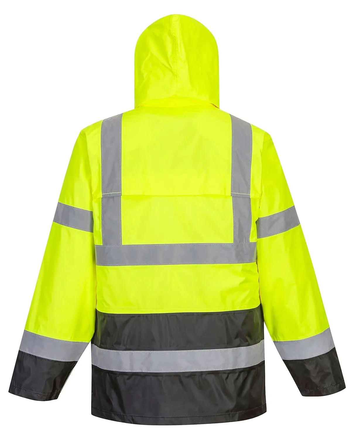 Portwest UH443 Classic Waterproof Rain Jacket in Reflective Contrast Hivis ANSI, 7XL