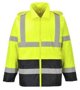 Portwest UH443 Classic Waterproof Rain Jacket in Reflective Contrast Hivis ANSI, 7XL