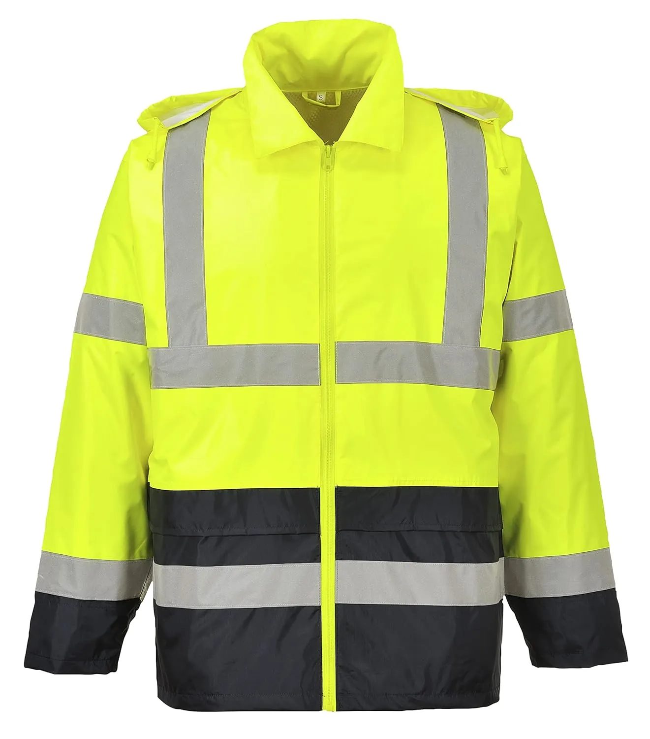 Portwest UH443 Classic Waterproof Rain Jacket in Reflective Contrast Hivis ANSI, 7XL