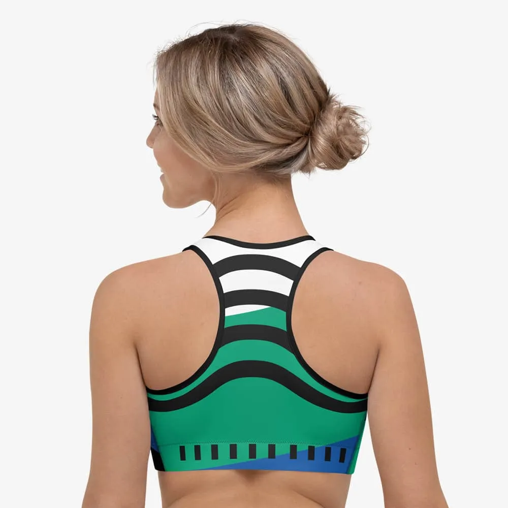 Printed Sports Bra "Surrealist" Yellow/Green/Blue