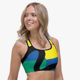 Printed Sports Bra "Surrealist" Yellow/Green/Blue Printed Sports Bra "Surrealist" Yellow/Green/Blue