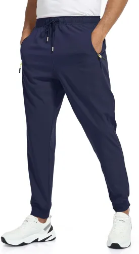 Rapoo Men's Lightweight Joggers Pants Quick Dry Workout Track Running Gym Athletic Pants with 3 Zipper Pockets