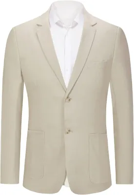 RONGKAI Mens Casual Linen Blazer Sports Coats Jacket for Men Slim Fit Two Button Lightweight Suit