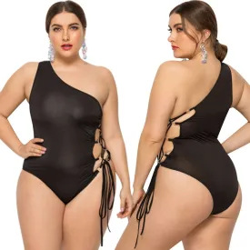 Single Shoulder Plus Size Swimsuit