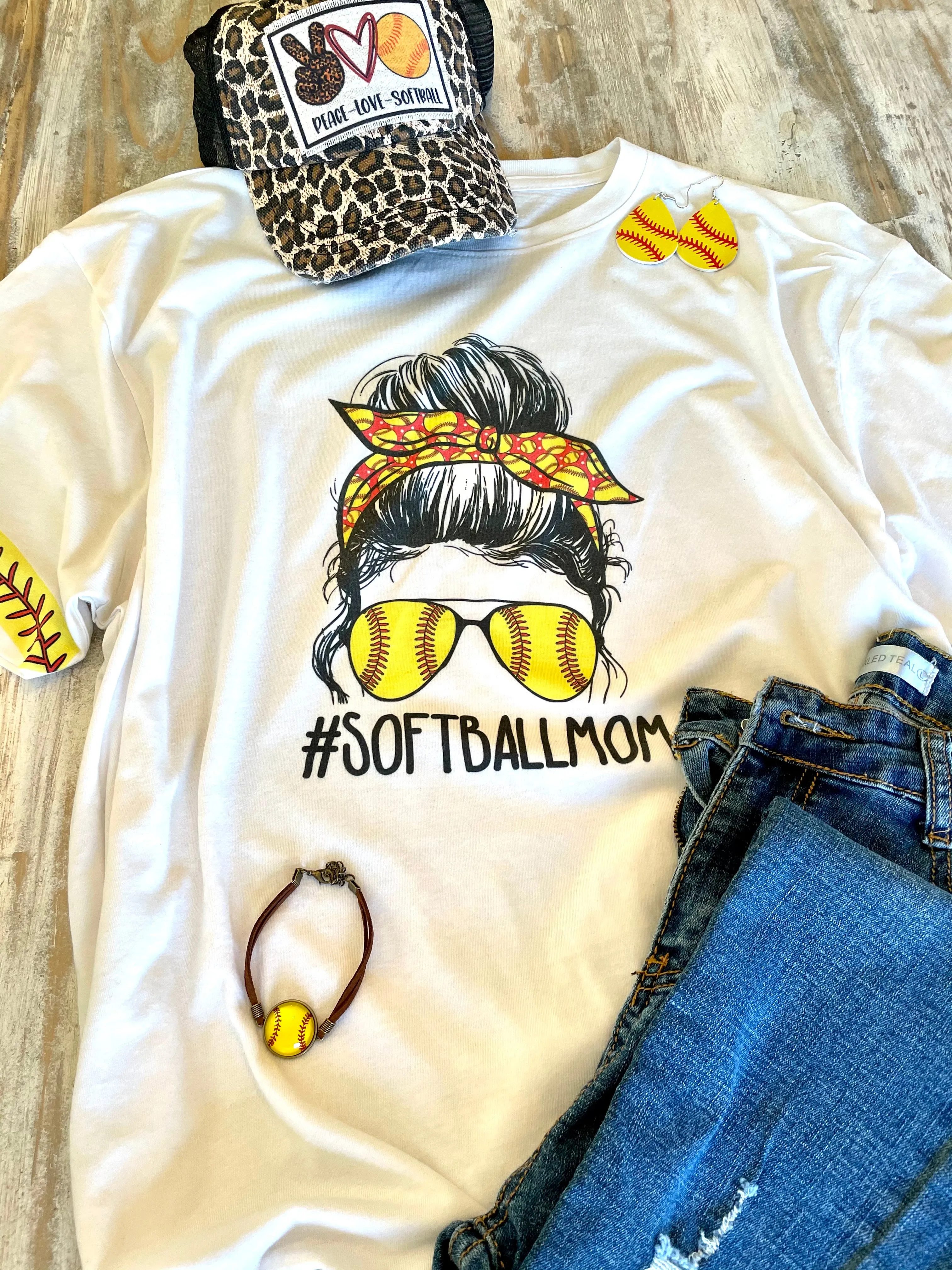 Softball Mom Messy Bun Tee