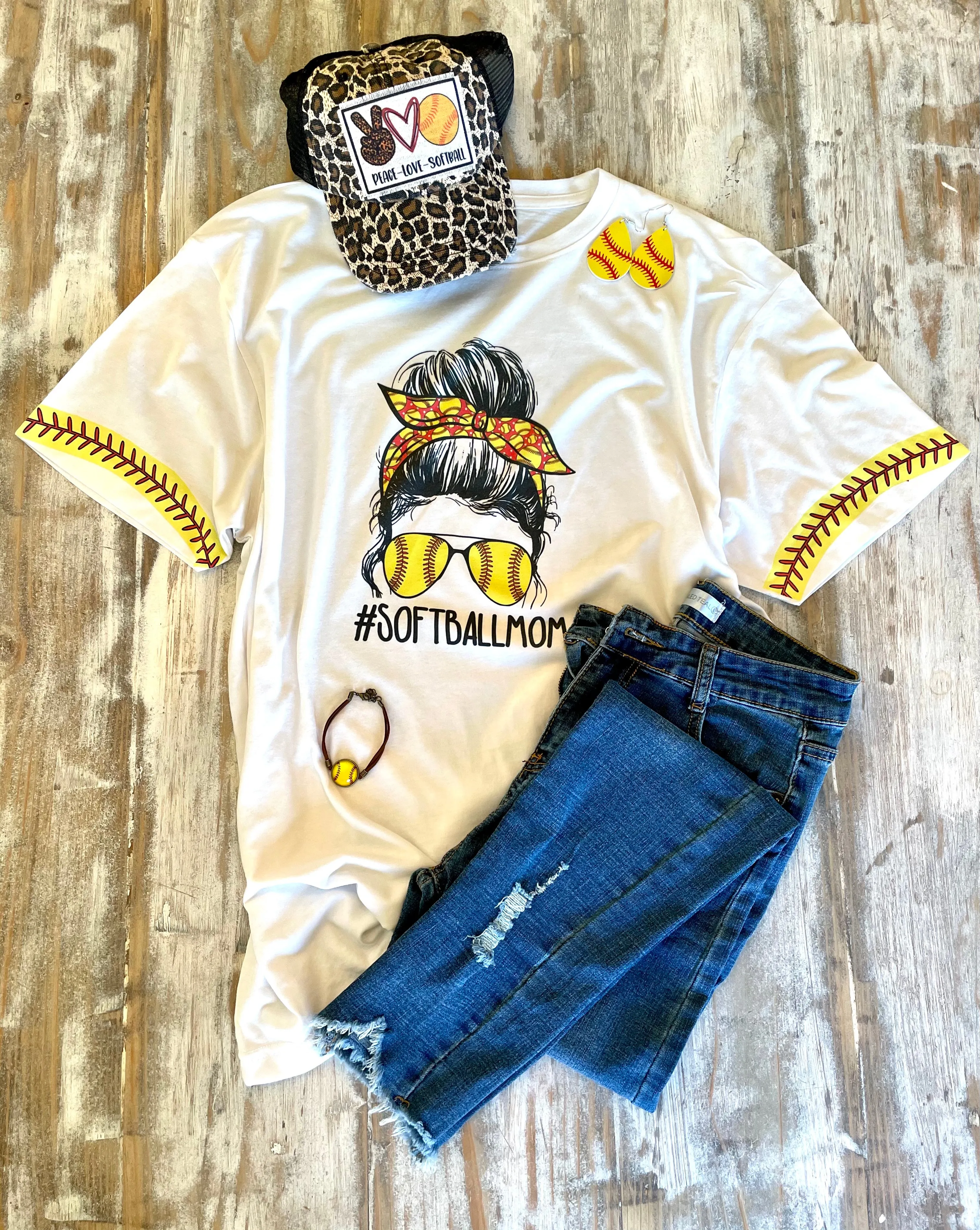 Softball Mom Messy Bun Tee