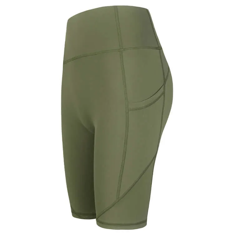Sporty hip lift fitness pants elastic high waist thin sports five-point pants breathable, quick dry