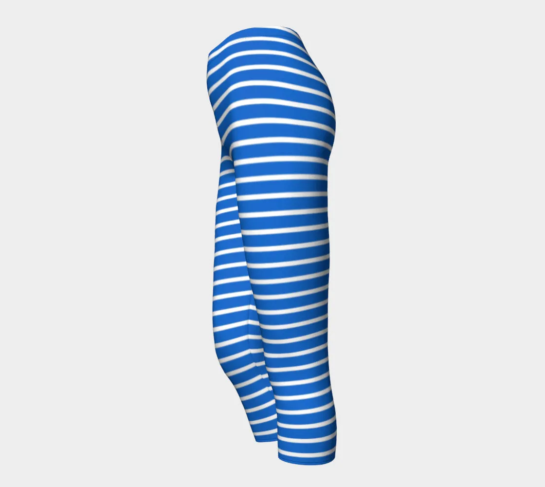 Striped Adult Capris - White on Blue