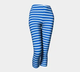 Striped Adult Capris - White on Blue