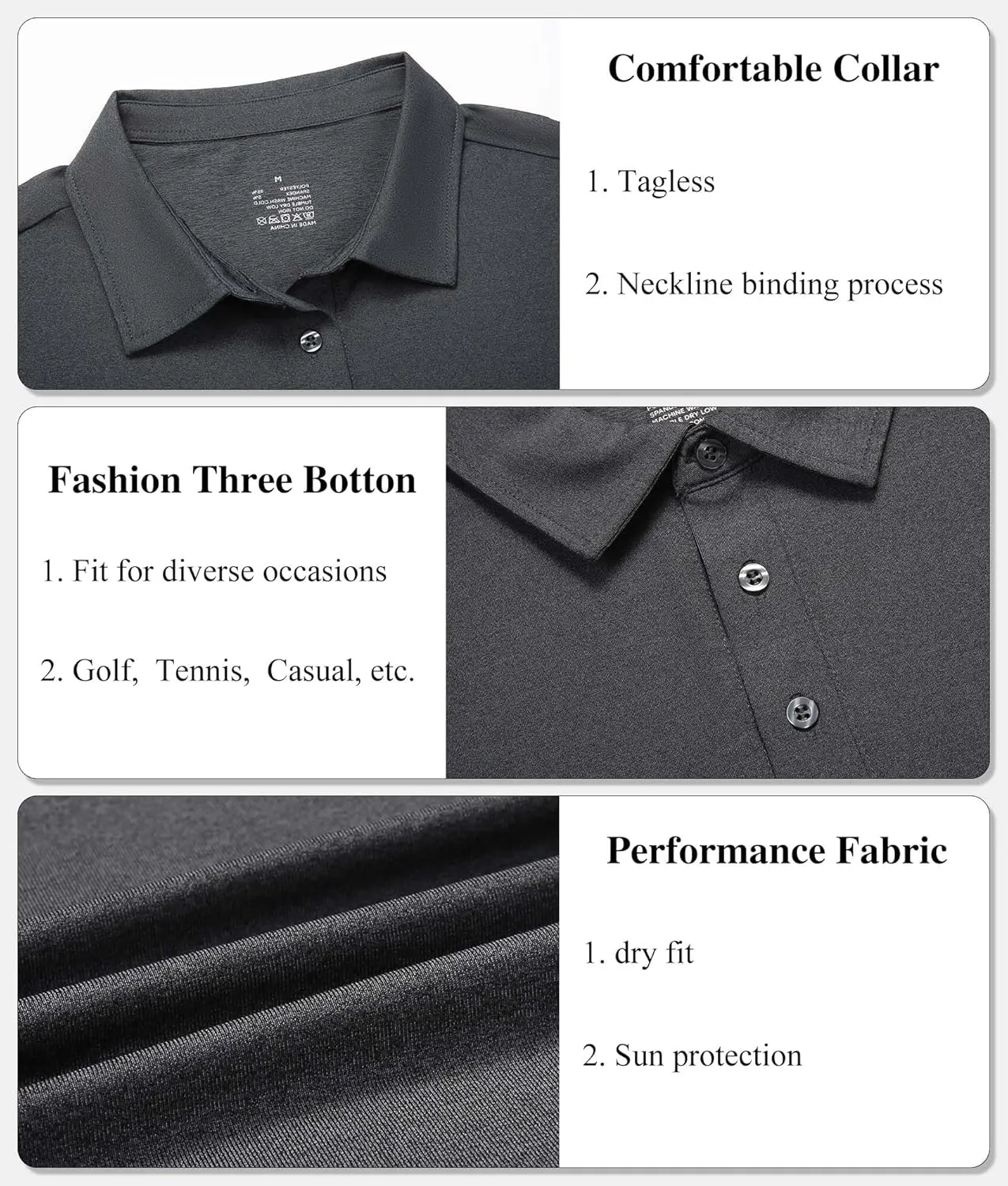 TELALEO 2 Pack Mens Polo Shirts UPF 50  Quick Dry Performance Golf Summer Shirts Collared Moisture Wicking