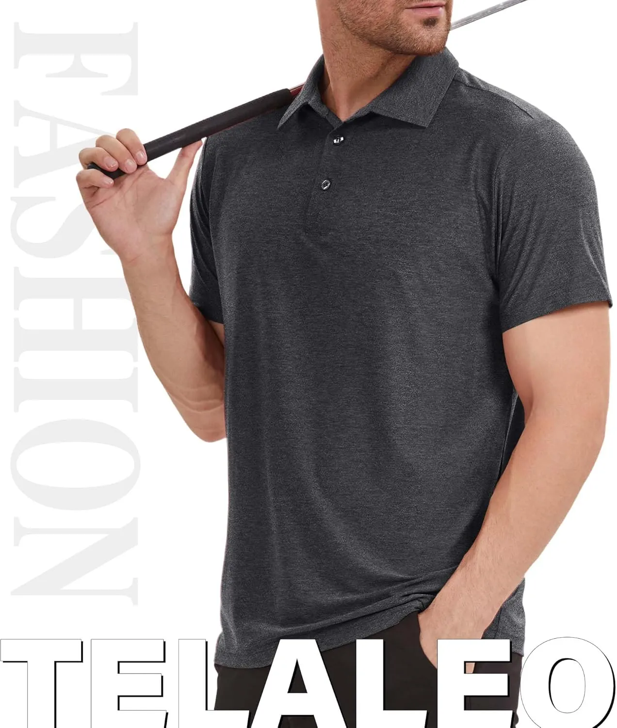 TELALEO 2 Pack Mens Polo Shirts UPF 50  Quick Dry Performance Golf Summer Shirts Collared Moisture Wicking