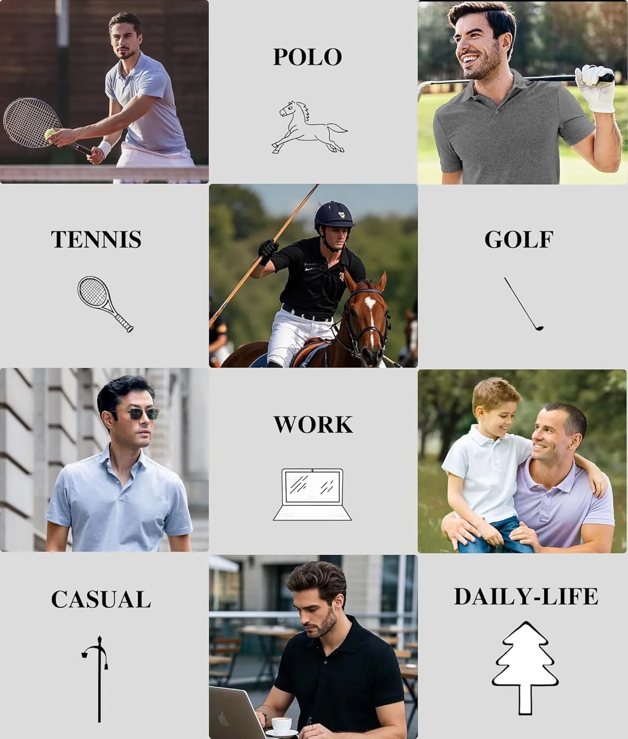 TELALEO 2 Pack Mens Polo Shirts UPF 50  Quick Dry Performance Golf Summer Shirts Collared Moisture Wicking
