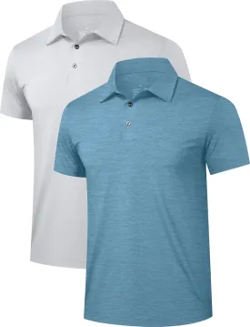 TELALEO 2 Pack Mens Polo Shirts UPF 50  Quick Dry Performance Golf Summer Shirts Collared Moisture Wicking