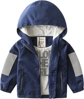 Volunboy Toddler Boys Windbreaker Casual Outerwear Kids Lightweight Zip Hooded Jacket Baby Cute Dust Coat