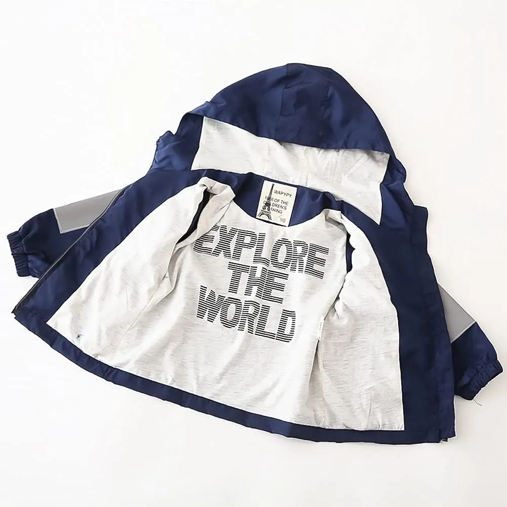 Volunboy Toddler Boys Windbreaker Casual Outerwear Kids Lightweight Zip Hooded Jacket Baby Cute Dust Coat