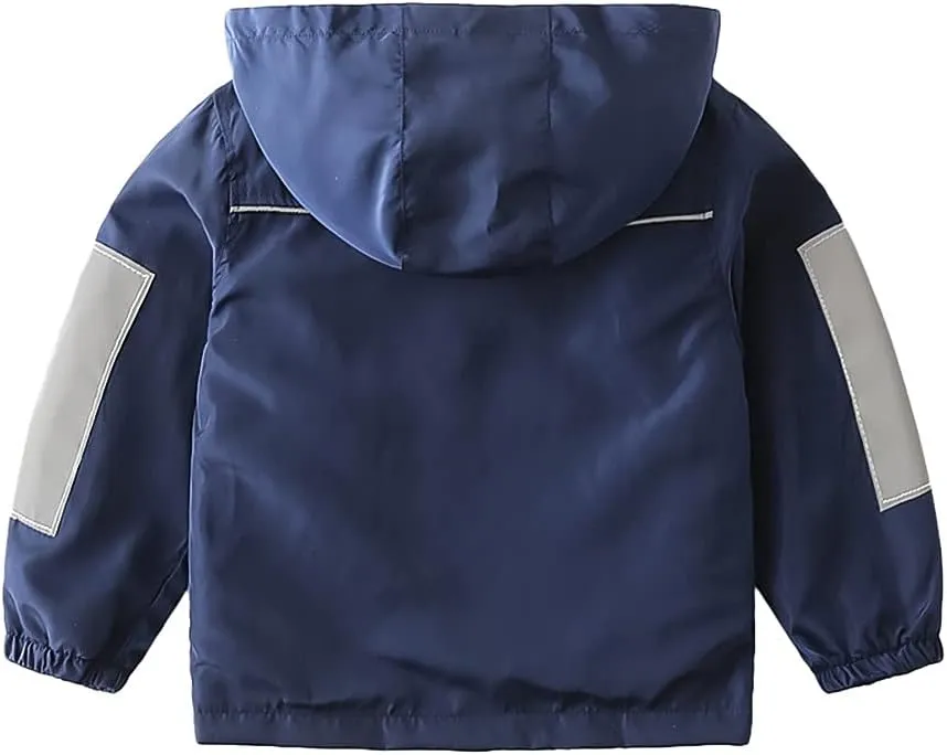 Volunboy Toddler Boys Windbreaker Casual Outerwear Kids Lightweight Zip Hooded Jacket Baby Cute Dust Coat
