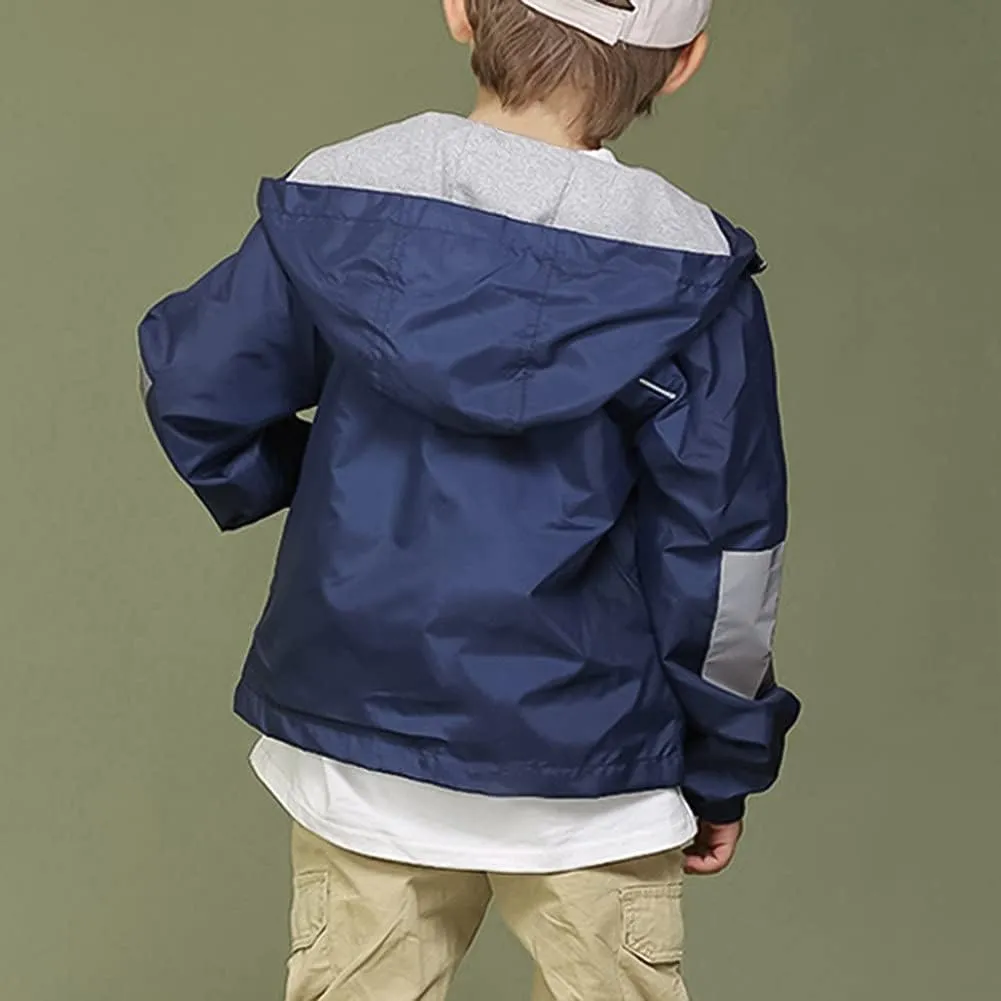 Volunboy Toddler Boys Windbreaker Casual Outerwear Kids Lightweight Zip Hooded Jacket Baby Cute Dust Coat