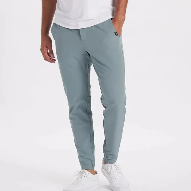 Wiaofellas Thin Ice Silk Casual Pants Men's Edition Simple Smooth Elastic Non Ironing Elastic Tight Sports Pants Fashion Male Trousers 2024