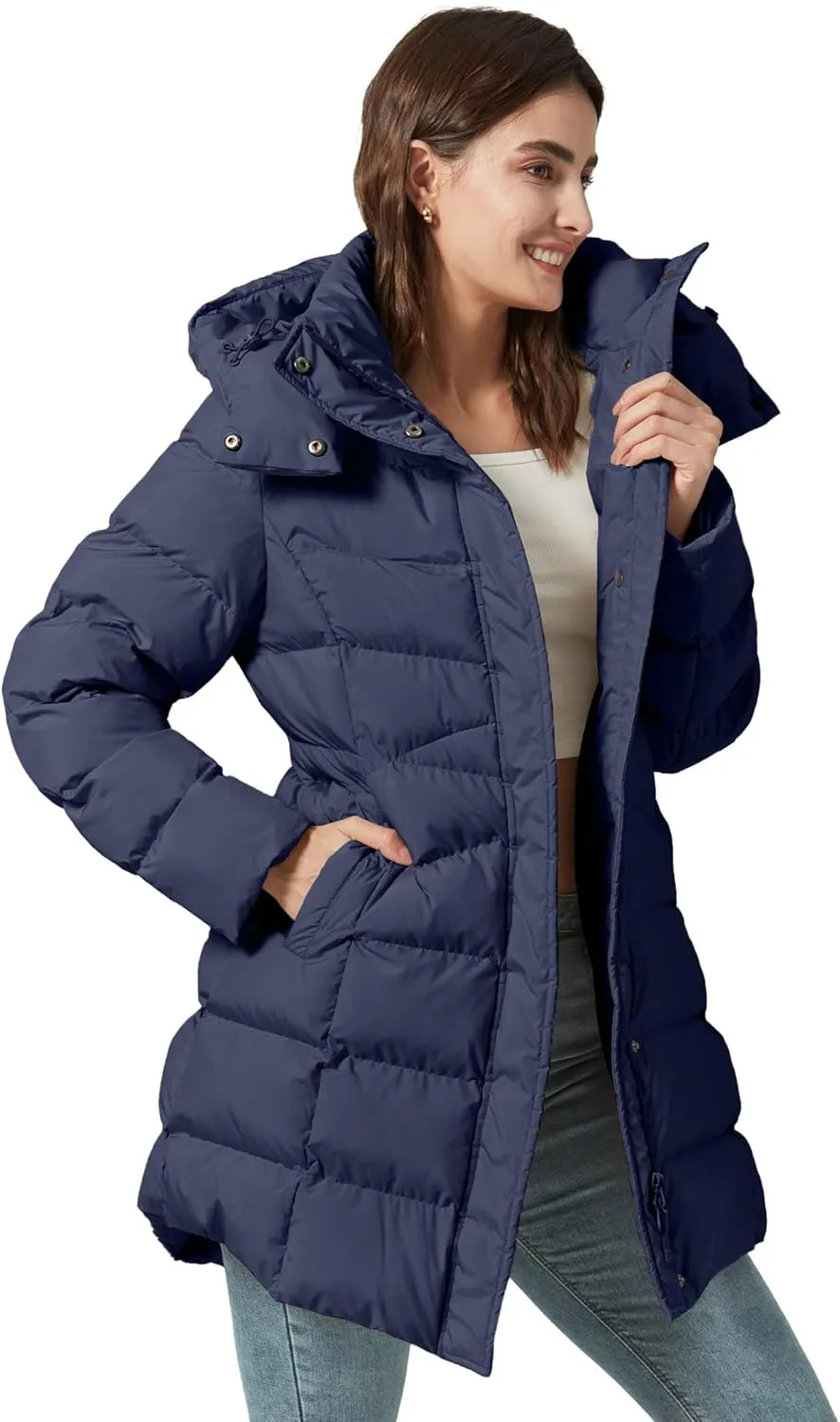 Women's Winter Warm Long Puffer Jacket Detachable Hood Quilted Thicken Coats