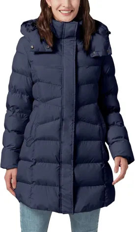 Women's Winter Warm Long Puffer Jacket Detachable Hood Quilted Thicken Coats