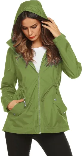 ZHENWEI Rain Jacket Women Waterproof with Lined Raincoat Outdoor Active Travel Hiking