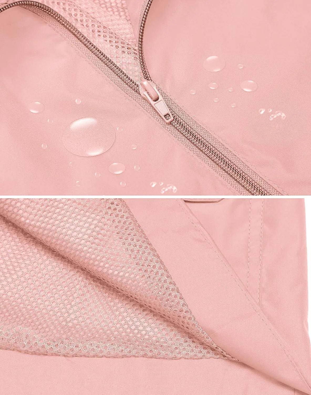 ZHENWEI Rain Jacket Women Waterproof with Lined Raincoat Outdoor Active Travel Hiking