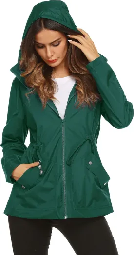 ZHENWEI Rain Jacket Women Waterproof with Lined Raincoat Outdoor Active Travel Hiking