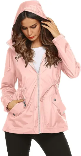 ZHENWEI Rain Jacket Women Waterproof with Lined Raincoat Outdoor Active Travel Hiking