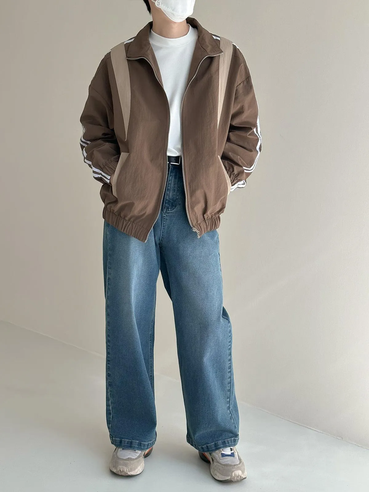 Zhou Color Contrast Stand Collar Sports Jacket