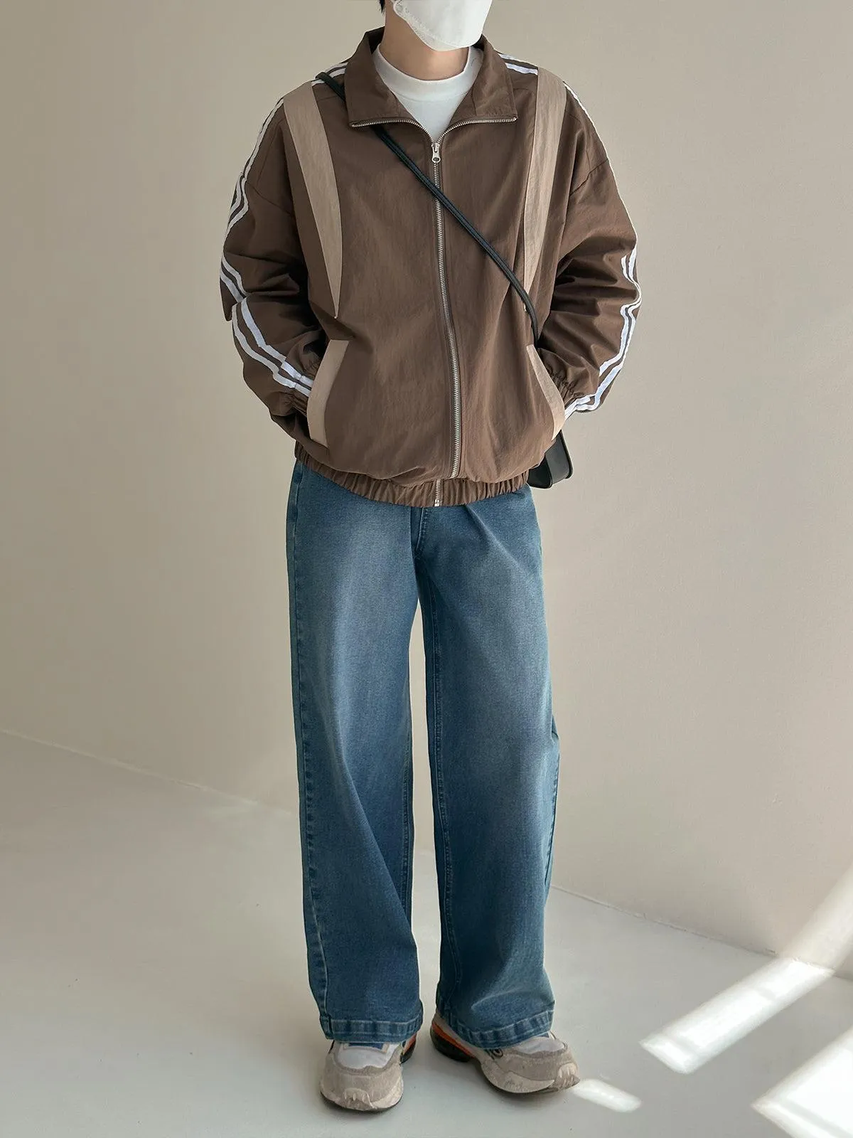 Zhou Color Contrast Stand Collar Sports Jacket