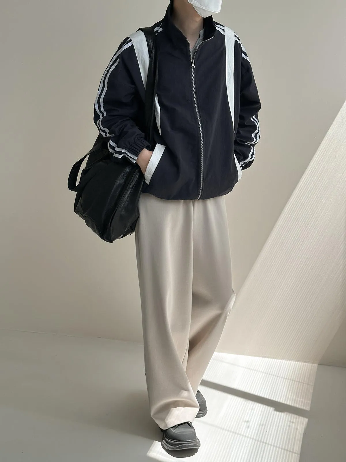 Zhou Color Contrast Stand Collar Sports Jacket
