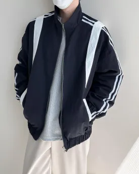Zhou Color Contrast Stand Collar Sports Jacket