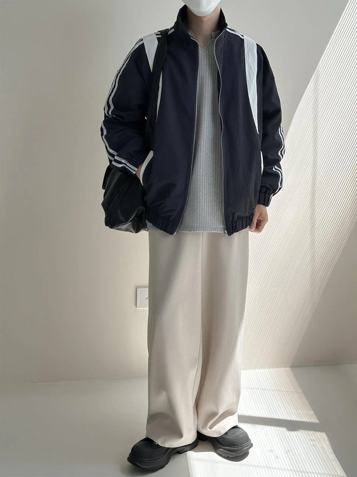 Zhou Color Contrast Stand Collar Sports Jacket