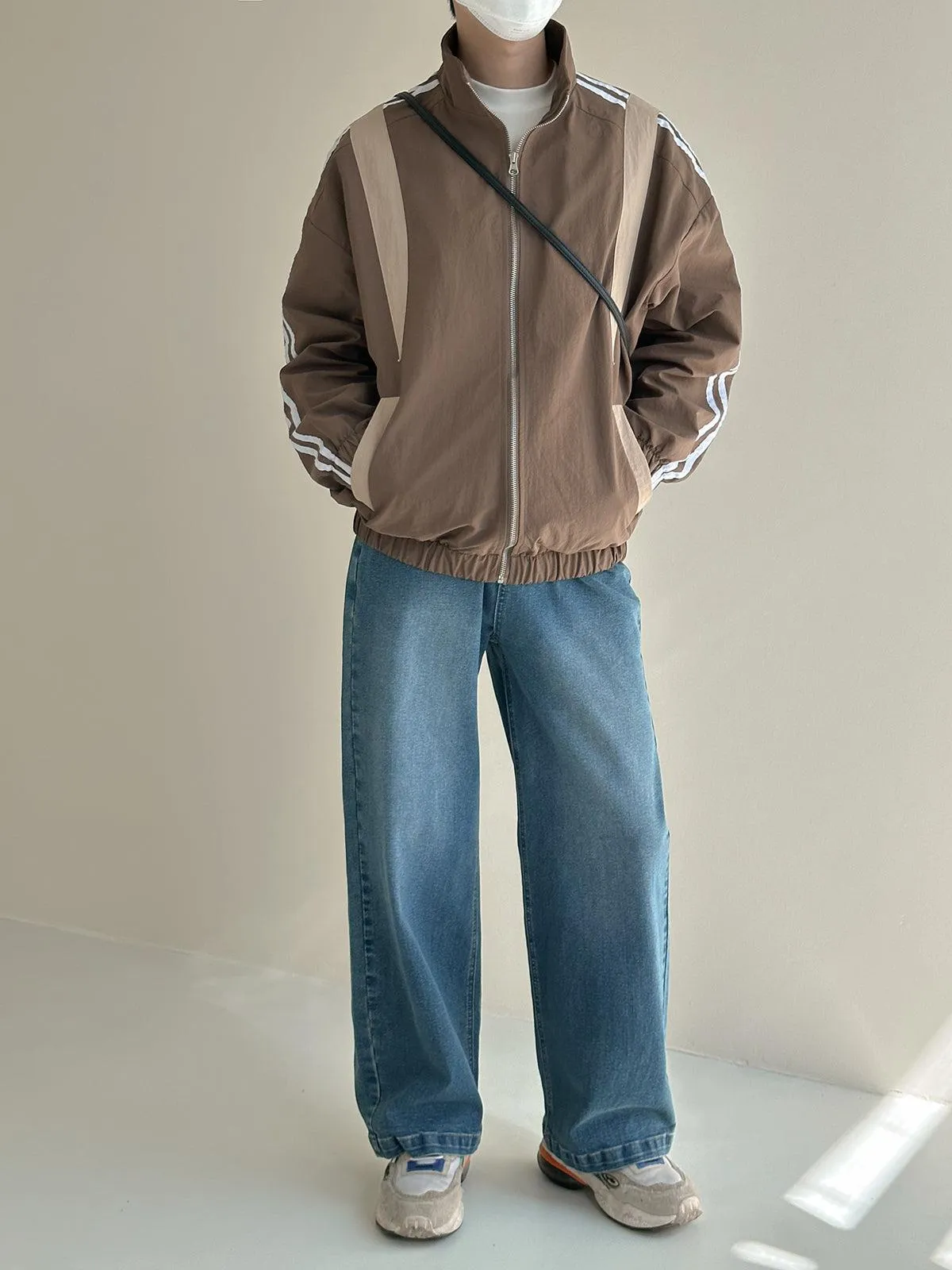 Zhou Color Contrast Stand Collar Sports Jacket