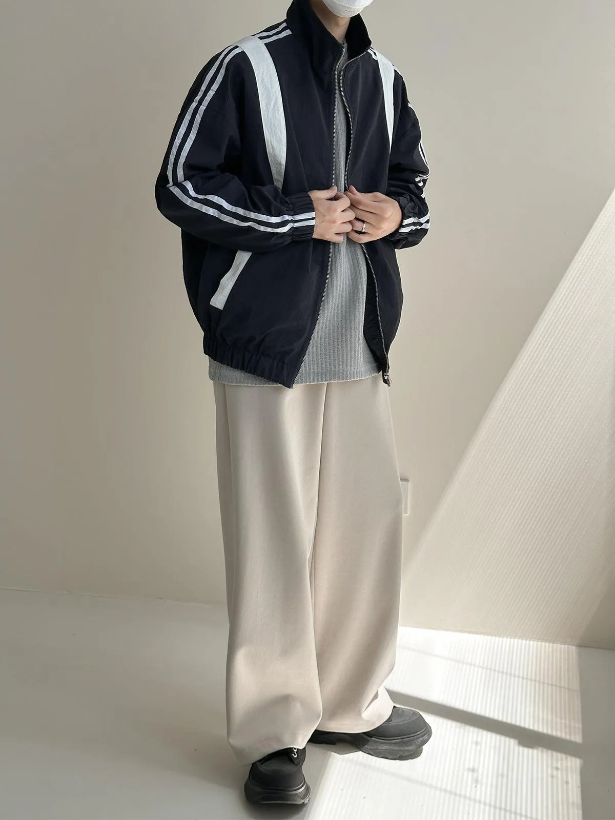 Zhou Color Contrast Stand Collar Sports Jacket
